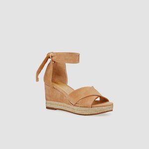 SPLENDID Terrence Ankle Wrap Wedge Sandal Nude Size 7